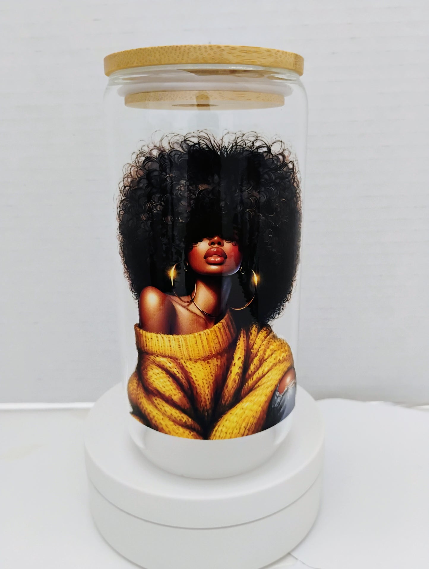 Bamboo Glass Cup With Bamboo Lid Glass Straw Included