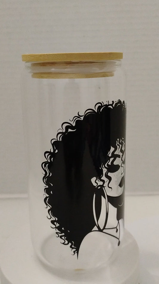 Bamboo Glass Cup With Bamboo Lid Glass Straw Included
