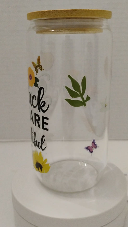 Bamboo Glass Cup With Bamboo Lid Glass Straw Included