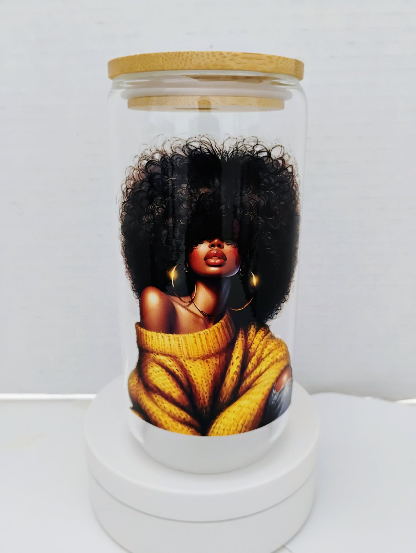 Bamboo Glass Cup With Bamboo Lid Glass Straw Included