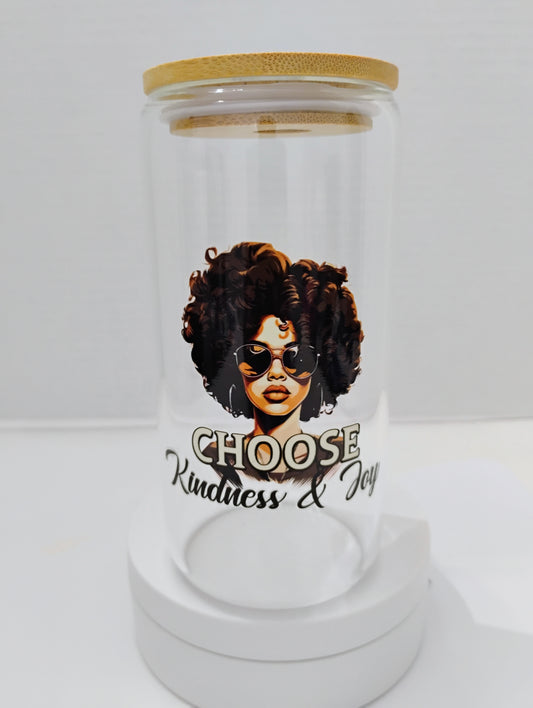Bamboo Glass Cup With Bamboo Lid Glass Straw Included