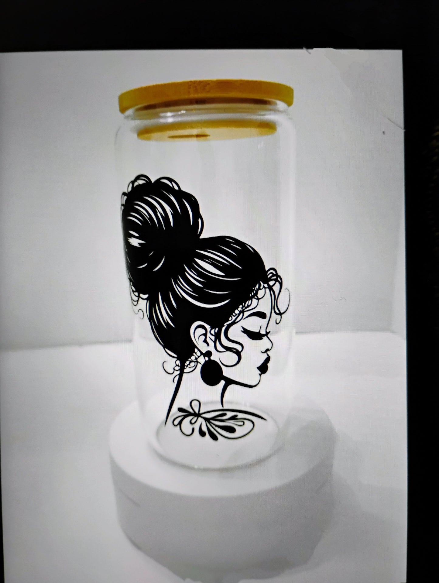 Bamboo Glass Cup With Bamboo Lid Glass Straw Included
