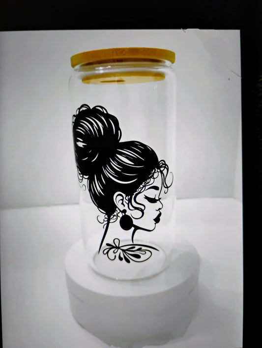 Bamboo Glass Cup With Bamboo Lid Glass Straw Included