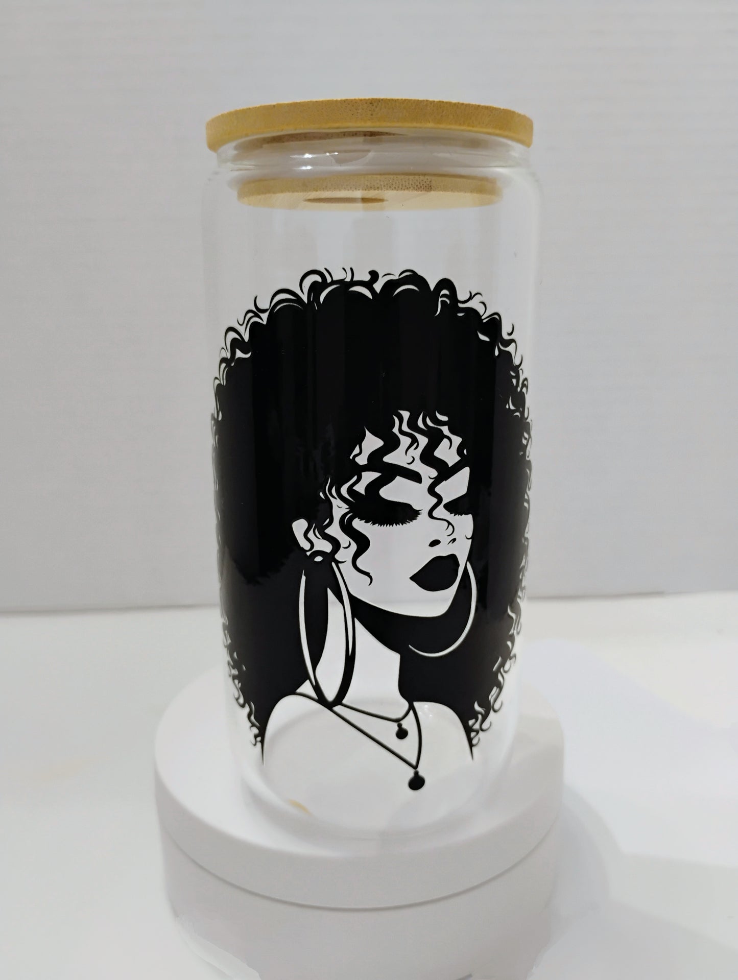 Bamboo Glass Cup With Bamboo Lid Glass Straw Included