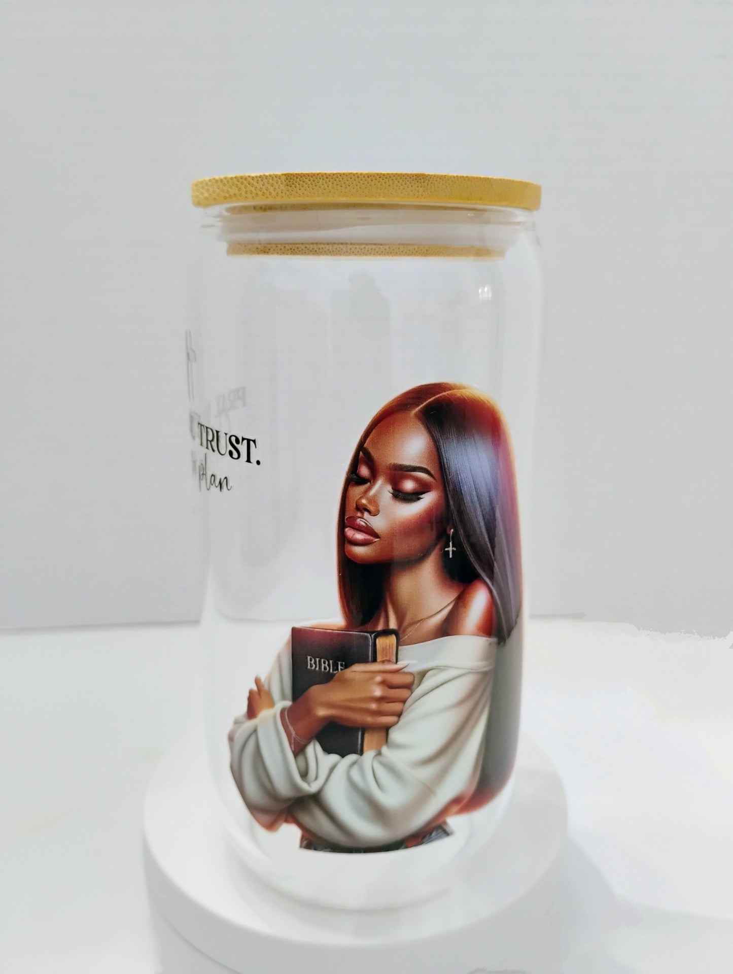 Bamboo Glass Cup With Bamboo Lid Glass Straw Included