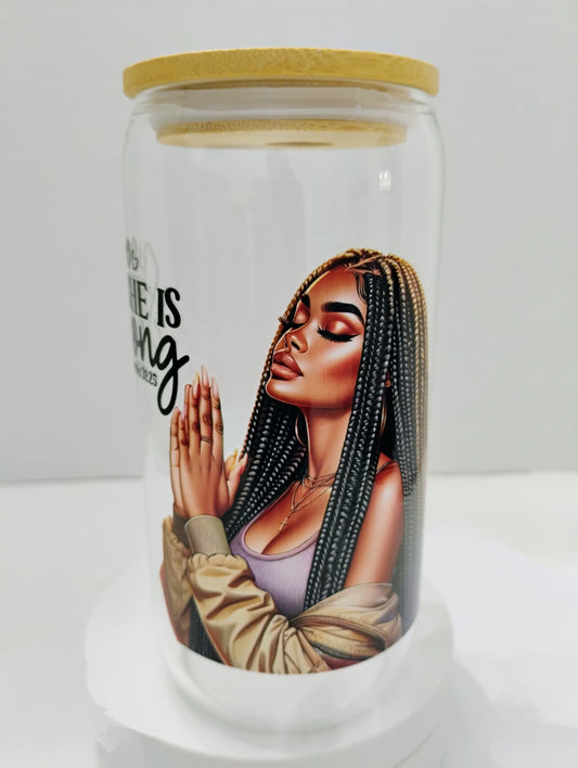 Bamboo Glass Cup With Bamboo Lid Glass Straw Included