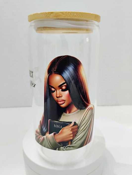 Bamboo Glass Cup With Bamboo Lid Glass Straw Included