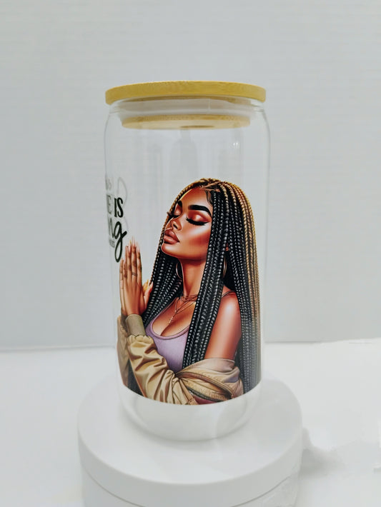 Bamboo Glass Cup With Bamboo Lid Glass Straw Included