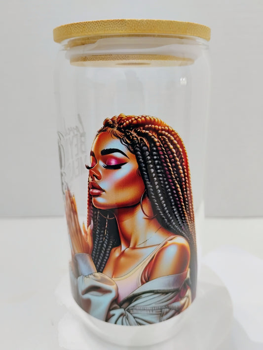Bamboo Glass Cup With Bamboo Lid Glass Straw Included