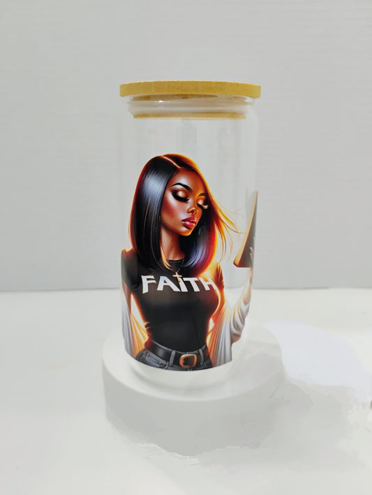 Bamboo Glass Cup With Bamboo Lid Glass Straw Included