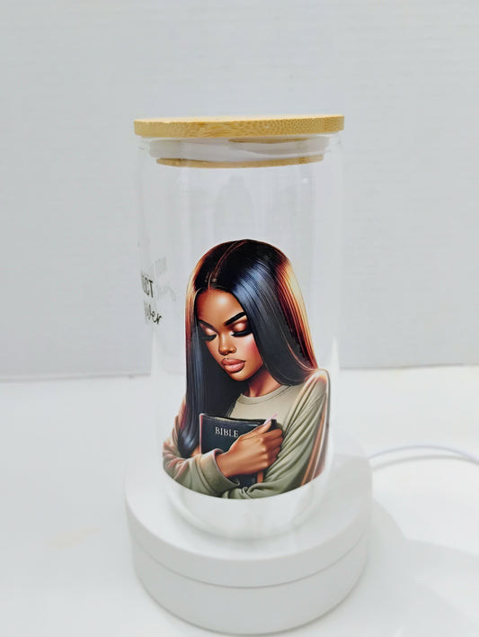 Bamboo Glass Cup With Bamboo Lid Glass Straw Included